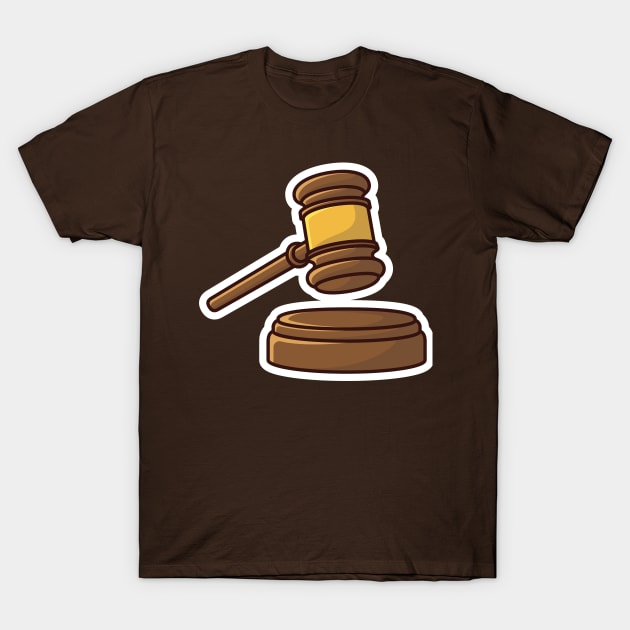 Wooden Judge Gavel and Soundboard Sticker vector illustration. Justice hammer sign icon concept. Law and justice concept. T-Shirt by AlviStudio